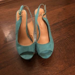 Green platform sandals